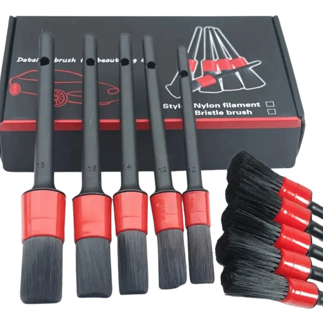 Kit Escovas de Detalhamento Automotivo 5x – Cerdas Macias para Painel, Rodas e Interior