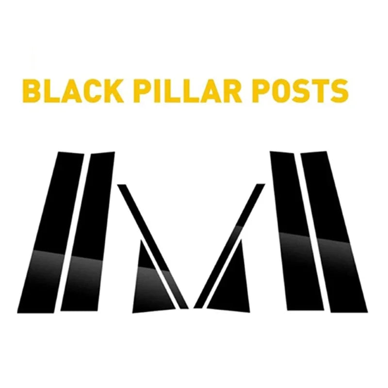 8PCS Glossy Black Pillar Posts Window Trim Cover BC Column Sticker Fit For VW Nivus Taigo Polo 5-door Hatchback 2019-2023